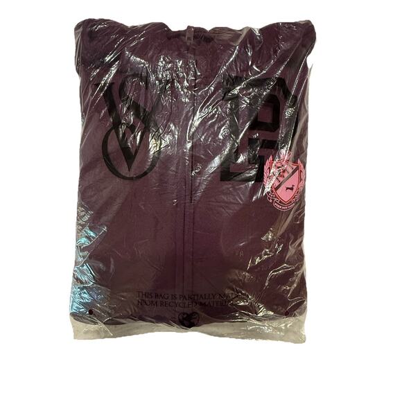 NWT Women’s XL Victoria Secret PINK Ivy Fleece Campus Full Zip Hoodie Wild Rose - Picture 5 of 8